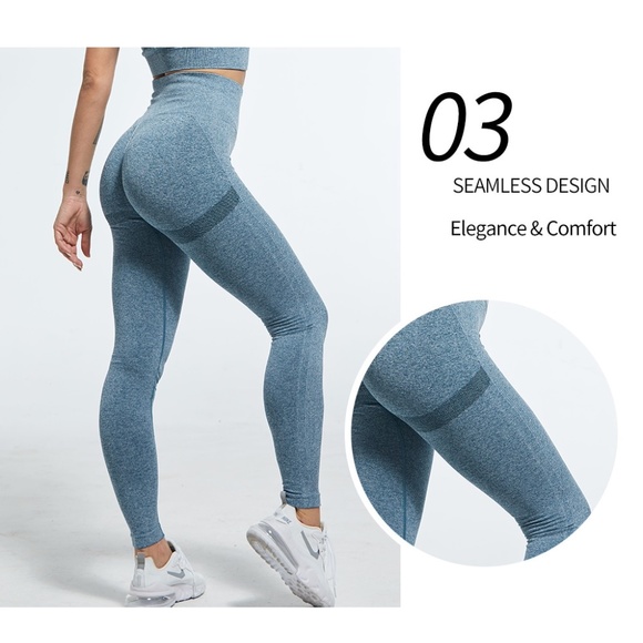 Bubble Butt Marled Dusty BLUE Seamless Leggings - Picture 5 of 17